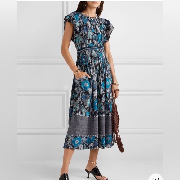 Ulla Johnson Dresses & Skirts - ULLA JOHNSON Lottie Pleated Floral Midi Dress Sz M/8